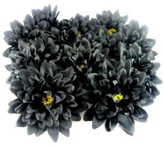 (12) Black Silk Dahlia Flower Heads   4"   Artificial Flowers Dahlias Head Fabric Floral Supplies Wholesale Lot for Wedding Flowers Accessories Make Bridal Hair Clips Headbands Dress  