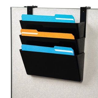 Economy Wall Pockets, Cubicle Hanger and Wall Mounts Incl, 13"W, Black, 3/Set EXP11193  Hanging Wall Files 