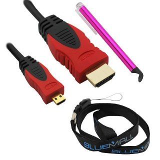 BIRUGEAR 10FT Micro HDMI to HDMI Cable (Black/Red) + Flat Tip Hot Pink Stylus + Neck Strap Lanyard for Nokia Lumia 2520 Electronics