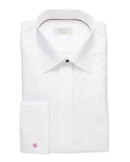 Mens White on White Check Dress Shirt   Eton   White (17)