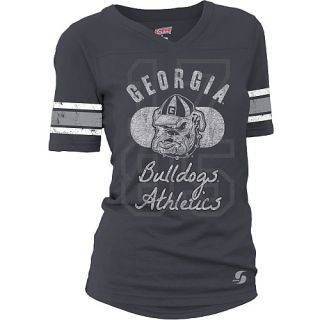 SOFFE Womens Georgia Bulldogs Drop Tail Football Alternate Logo Short Sleeve T 