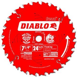 Freud D0724X Diablo 7 1/4 Inch 24 Tooth ATB Carbide Framing Saw Blade with 5/8 Inch and Diamond Knockout Arbor   Table Saw Blades  