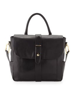 Marker Smooth Napa Leather Flap Shoulder/Tote Handle Bag, Black   Etienne Aigner
