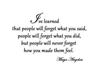I've Learned That People Will Forget What You've Said Maya Angelou Vinyl Wall Art Quote Decal Lettering   Other Products  