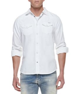 Mens Sonora Denim Western Long Sleeve Shirt, White   Diesel   White (SMALL)
