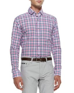 Mens Check Long Sleeve Shirt, Medium Pink   Boss Hugo Boss   Med pink (XL)