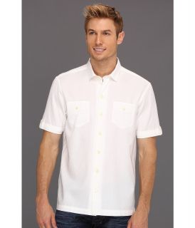 Tommy Bahama Island Modern Fit Soundwave Camp Shirt Mens Short Sleeve Button Up (White)