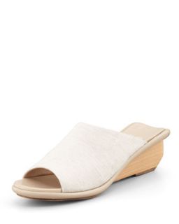 Jut Stretch Low Wedge Slide Sandal, Linen   Eileen Fisher   Linen (beige) (39.