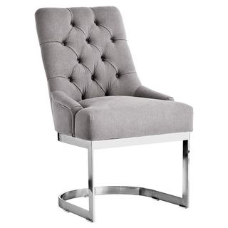 Hoxton Vintage Linen Grey Upholstered Dining Chair
