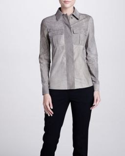 Womens Snap Front Long Sleeve Shirt   Michael Kors   Limestone (0)