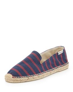 Striped Espadrille Loafer, Navy/Red   Soludos   Navy/Red (36.0B/6.0B)