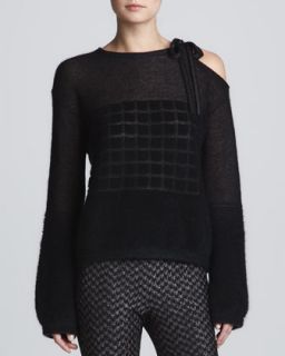 Womens Cutout Shoulder Geometric Knit Top, Black   Missoni   Black (46/12)