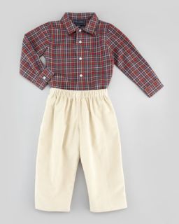 Baby Boys Grid Check Oxford Shirt, Brown, 18M 2Y   Oscar de la Renta   Brown