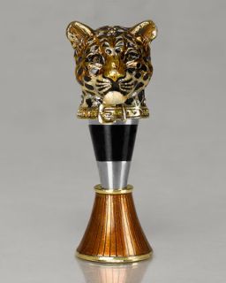 Leopard Wine Stopper   Jay Strongwater   Red