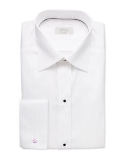 Mens White on White Striped Dress Shirt   Eton   White (18)