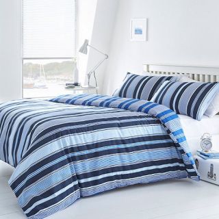 Blue Addison striped bedding set