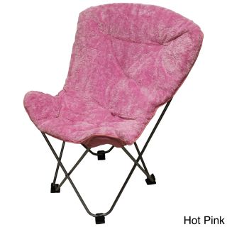 International Caravan Folding Butterfly Chair With Padded Faux Fur Seat And Carry Bag