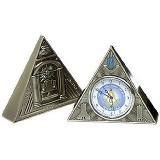 Masonic In Hoc Signo Vinces Desk Clock All Seeing Eye Triangular Timepiece   Masonic Gifts