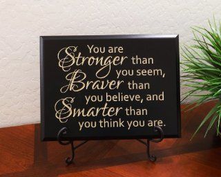 Timber Creek Design Decorative Carved Wood Sign with Quote "You are Stronger than you seem, Braver than you believe, and Smarter than you think you are." by Christopher Robin 3D Carved 12"x9" Black   Window Treatment Horizontal Blinds