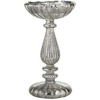 Silver antique style pillar candle holder