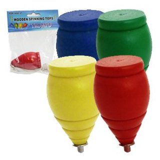 CLASSIC TROMPO WOODEN wood SPINNING TOP SIZE 3"   1 unit per purchase color sent at random Toys & Games