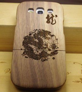 ElecBank Chinese Dragon Pattern Natural Wood Wooden Hard Shall Cover Case + Film for Samsung i9300 Galaxy S3 III Cell Phones & Accessories