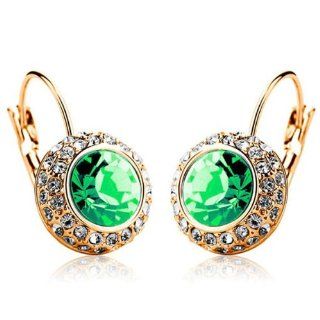 zacoo Gold+Green 1 Pair Fashion Women's Shining Big Rhinestones Crystal Cute Earrings Ear Studs Wholesale FJ0494 8 Jewelry