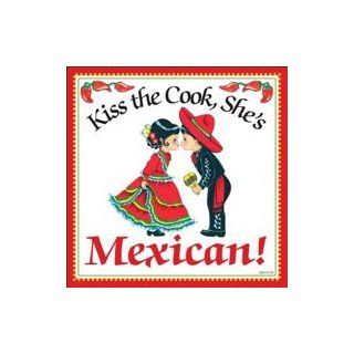 "Kiss the Cook, She's Mexican" Decorative Wall Tile Mexican Gift Idea   Gift Ideas For Cooks
