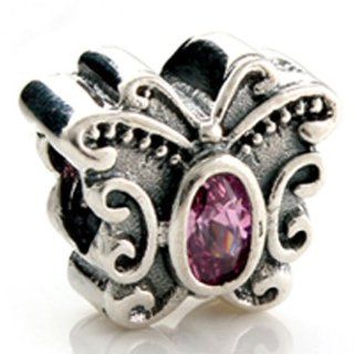 Soufeel October Birthstone Butterfly Sterling Silver Charms Fit Pandora Bracelets Jewelry