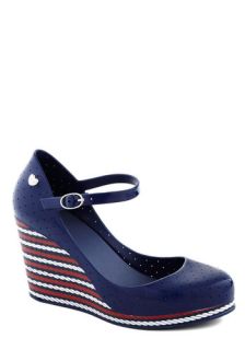 Maritime for a Change Wedge in Blue  Mod Retro Vintage Heels