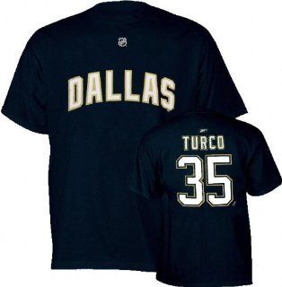 Marty Turco Black Reebok Name and Number Dallas Stars T Shirt  Outerwear Jackets  Sports & Outdoors