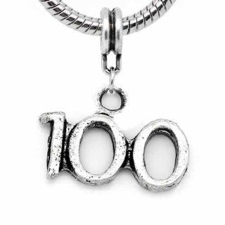 " Number 100 Charm " Dangle Bead Pandora Troll Chamilia Compatible Jewelry