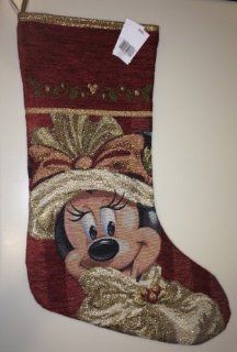 Disney Park Minnie Mouse Tapestry Victorian Christmas Holiday Stocking NEW  