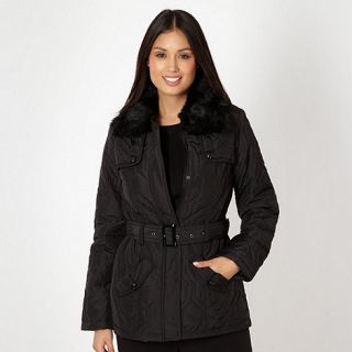 The Collection Black quilted faux fur collar jacket