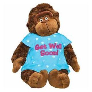 15" Adorable Plush GET WELL SOON Gorilla/MONKEY with HOSPITAL Gown/Cheer UP GIFT/Hope you FEEL BETTER/After SURGERY GIFT/INJURY/HOSPITALIZATION/Brighten SOMEONE'S DAY SICKNESS/ILLNESS 
