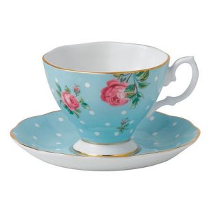 Royal Albert Royal Doulton fine bone china New Country Rose polka dot tea cup and saucer