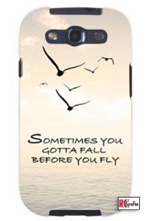 Sometimes You Gotta Fall Before You Fly Hipster Quote Unique Quality Hard Snap On Case for Samsung Galaxy S4 I9500   White Case Cell Phones & Accessories