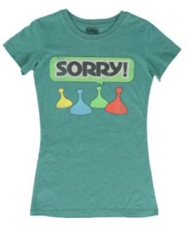 Sorry Board Game Logo Heather Green Juniors T Shirt Tee (X Large) Clothing