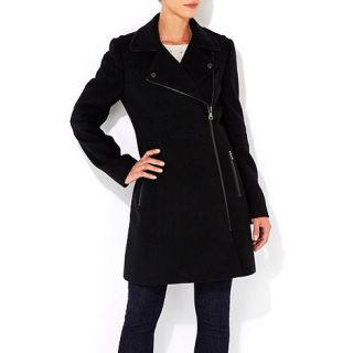 Wallis Black asymmetric zip coat