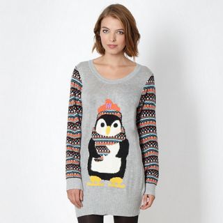 H by Henry Holland Designer grey skiing penguin jumper dress