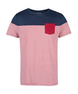 Navy Panel Breton Stripe Pocket T Shirt