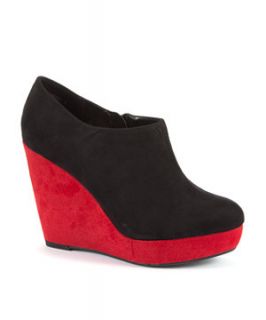 Red and Black Colour Block Shoe Boot Wedges
