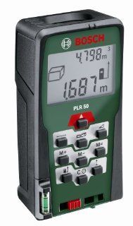Bosch PLR 50 Laser Entfernungsmesser + Schutztasche (0,05 50 m Messbereich, +/  2 mm Messgenauigkeit) Baumarkt