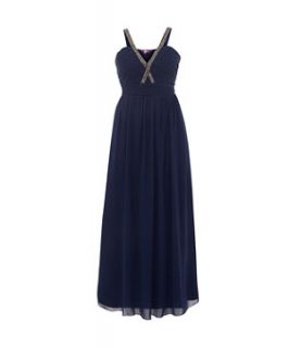 Inspire Navy Sequin Strap Maxi Prom Dress