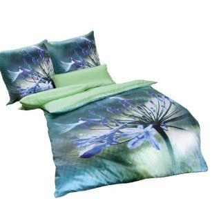 ESTELLA FARBRAUSCH Mako Satin Bettwsche Agapanthus grn 80X80/ 135X200 CM, 2TLG. Küche & Haushalt