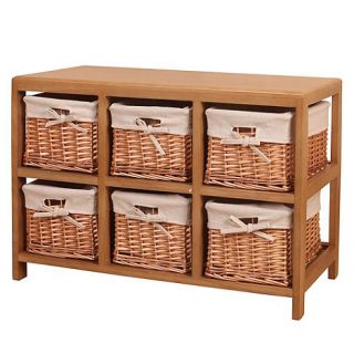 Natural Wood and weave six drawer chest