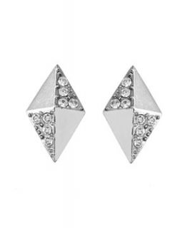 Silver Pyramid Diamond Stud Earrings
