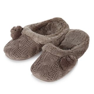 RJR.John Rocha Designer taupe cable knit mule slippers