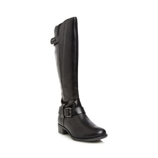 Hush Puppies Black leather knee high buckle boots
