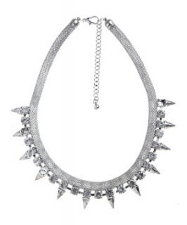 Silver Mesh and Spike Necklace